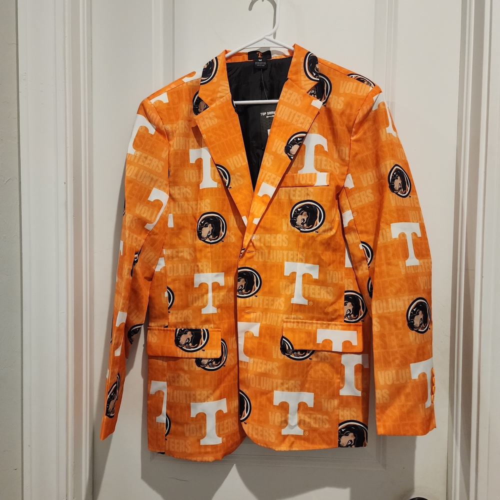 Vibrant Orange Patterned Blazer - image 1